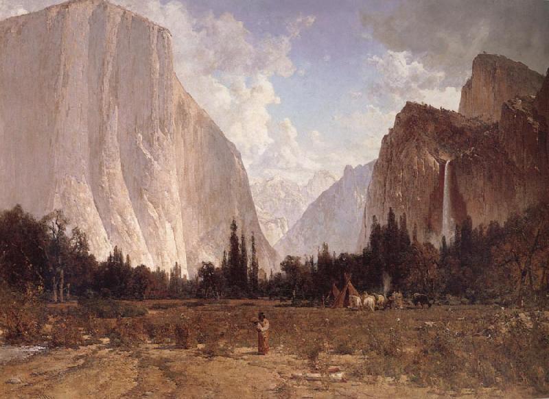 Thomas Hill Bridal Vell Falls,Yosemite Sweden oil painting art